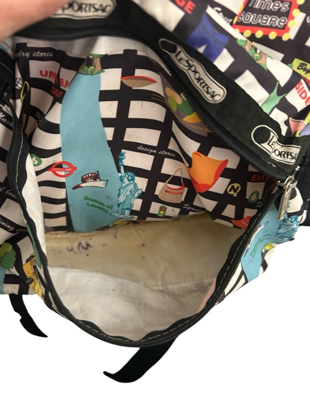 Rare LeSportsac Nylon Backpack in Multicolor New York Map Print - Picture 3 of 4